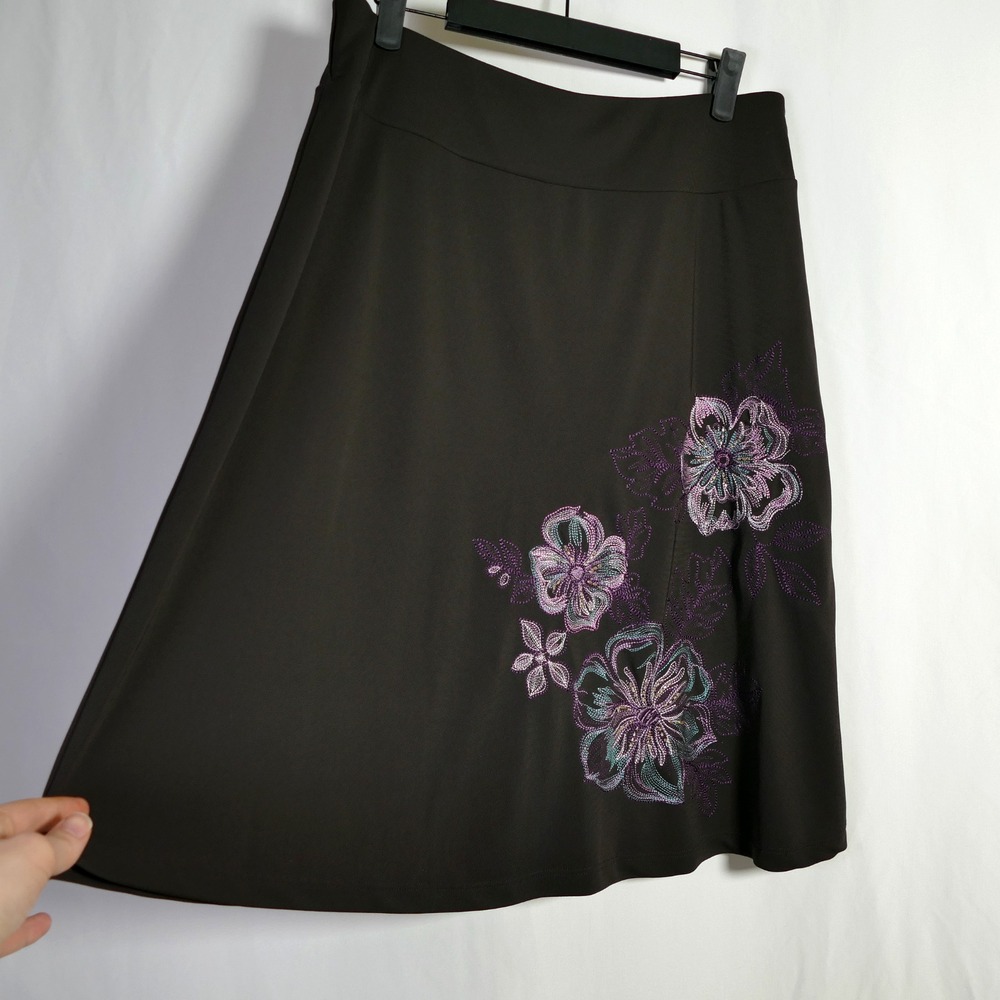 New York Co Boho Western Floral Embroidered Skirt Size M Equestrian Rodeo Church